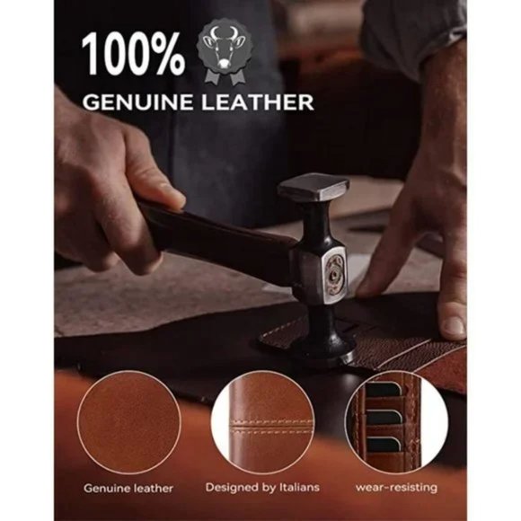 MENS Wallet RFID Genuine Leather Bifold Wallets For Men, Maroon (10 card slots) - Picture 2 of 7